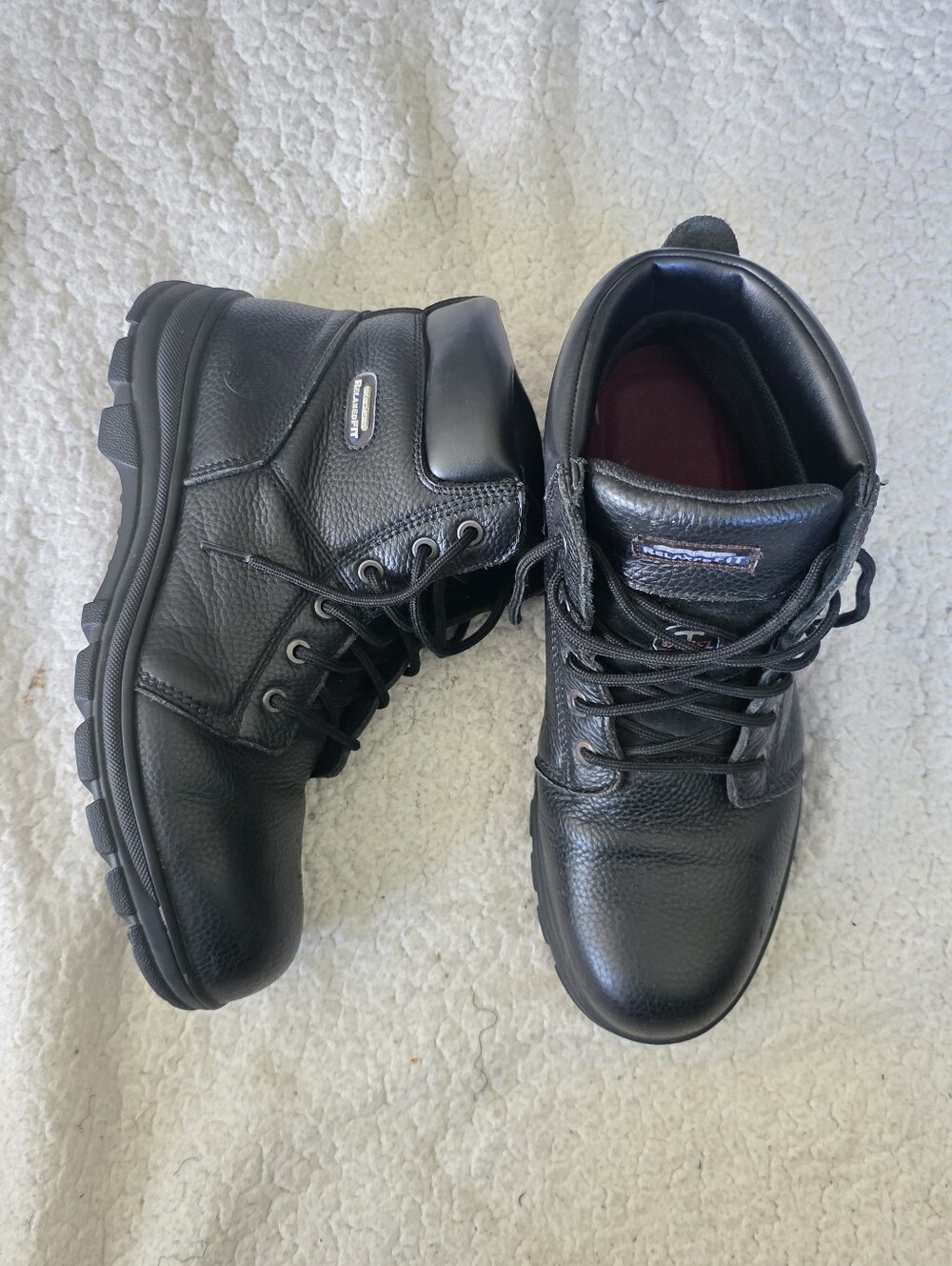 Skechers Workshire Steel Toe Boots Mens 13 Black Leather Work Shoes 77009 EH